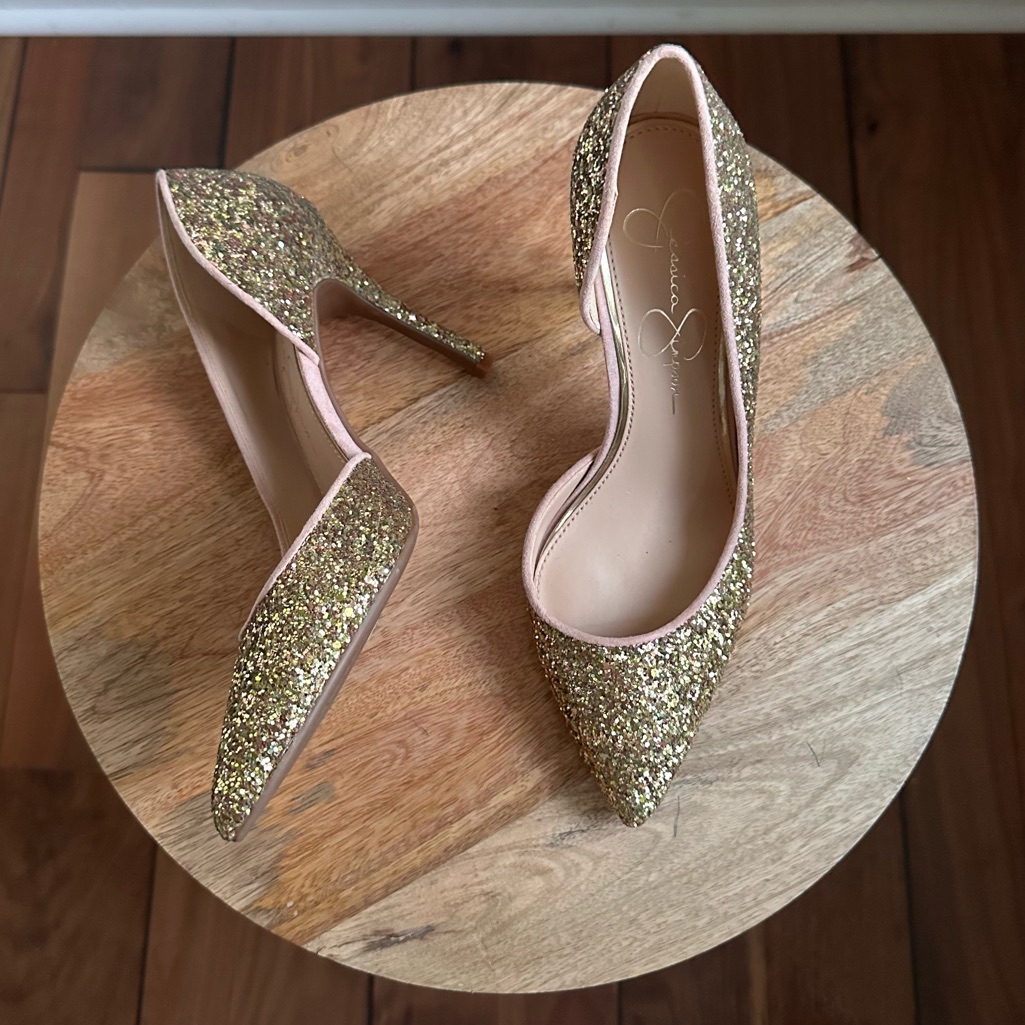 Jessica Simpson Livvy D’orsay Gold Sparkle Classic Pumps Sz: 7